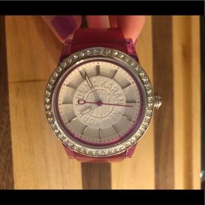 DKNY pink watch with jelly band and crystals